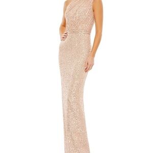 Mac Duggal Gold One Shoulder Dress